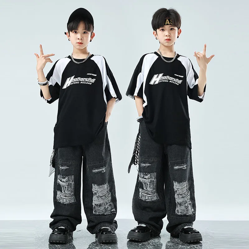 K-pop Stage Boys' Fashionable Outfit Jazz Dance Performance Suit Kids Hip-hop Fashion Costume Cool Children's Runway Wear XH51