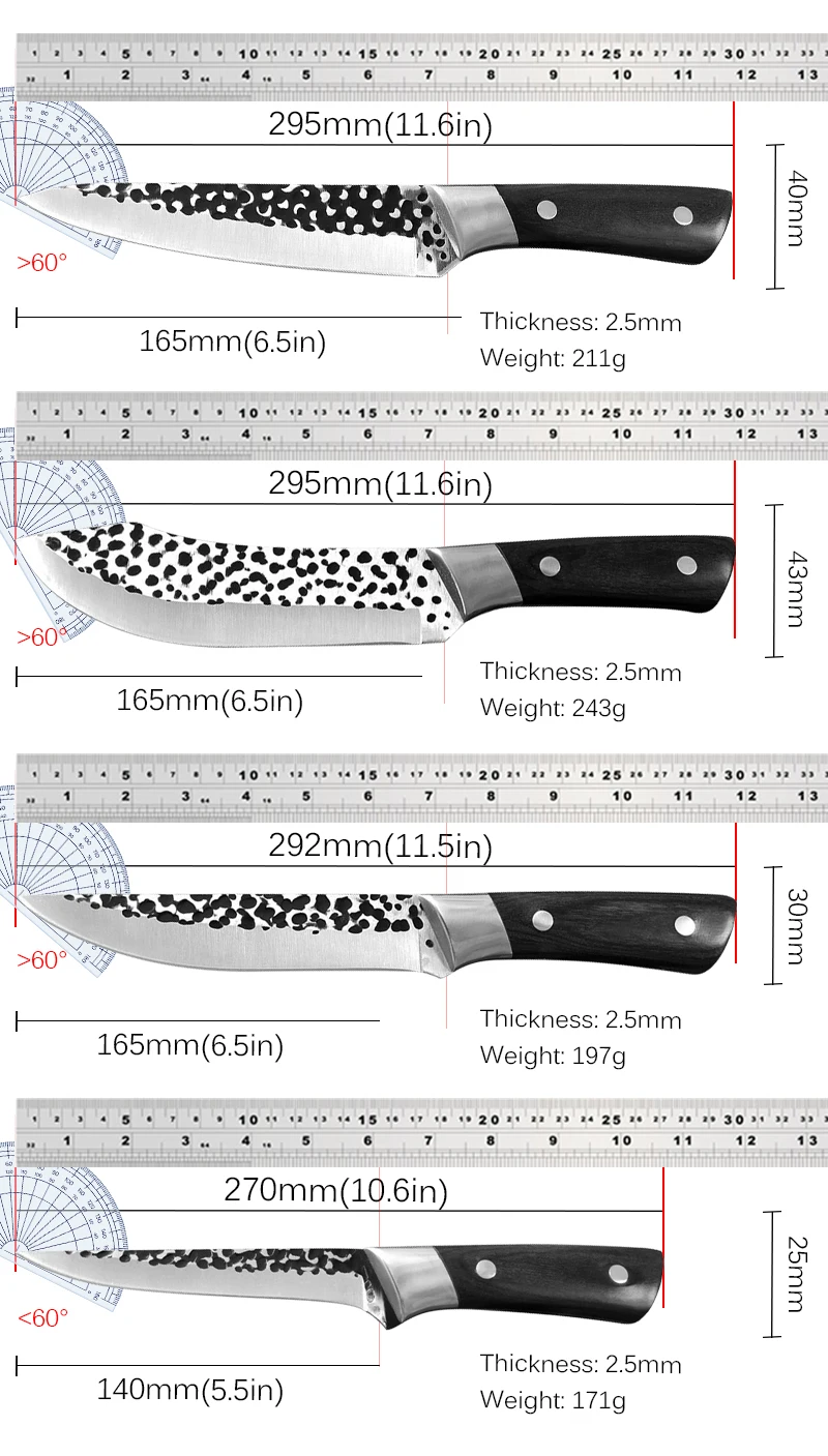 Kitchen Chef Knife Butcher Meat Cleaver Forged Bone Slaughtering Knives Stainless Steel Slicing Vegetable Fish Boning Knife BBQ