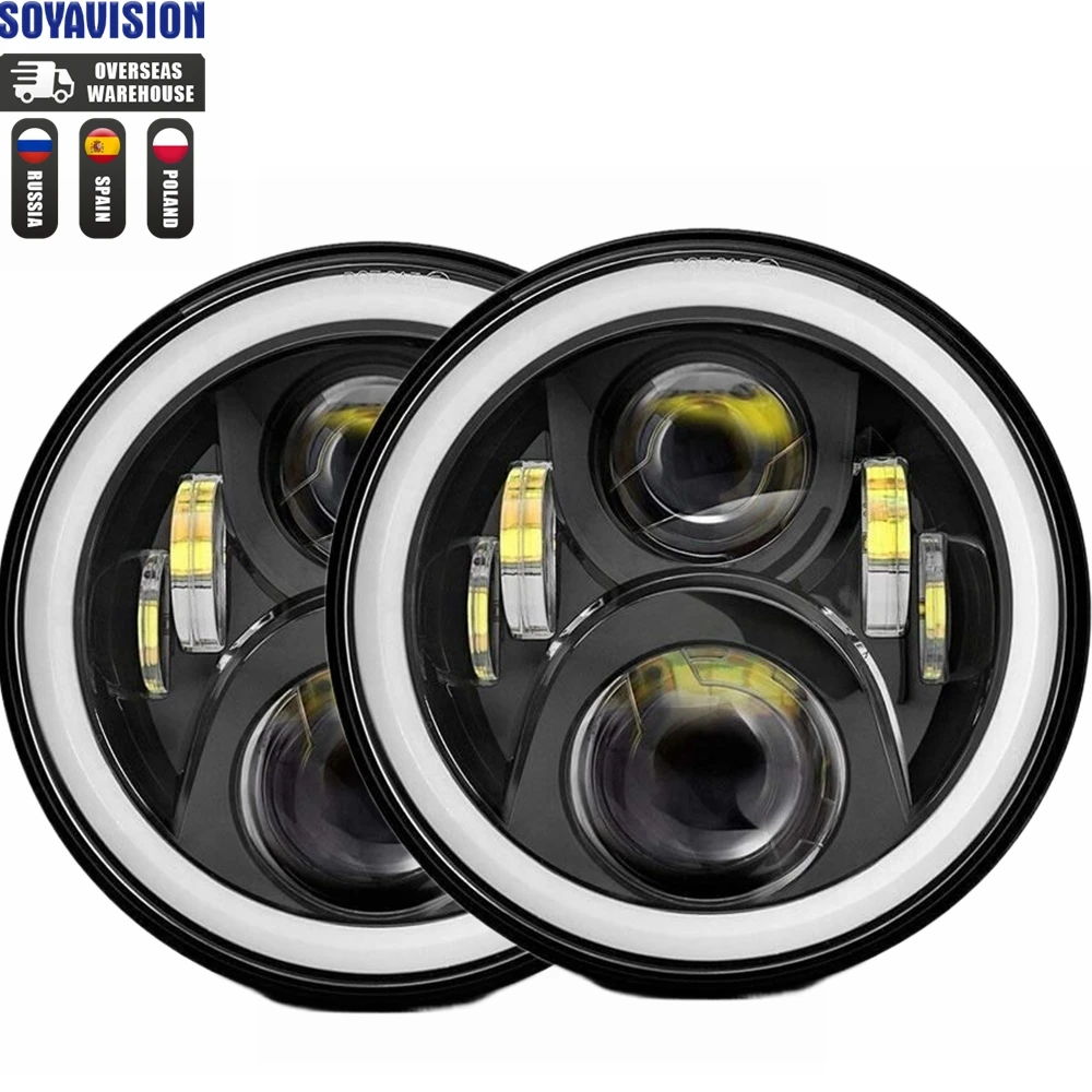 7'' Led Headlight OffRoad 4x4 H4 Headlamp Cars DRL Turn Signal For Jeep JK TJ Defender Suzuki Hummer Toyota 7 inch Headlight