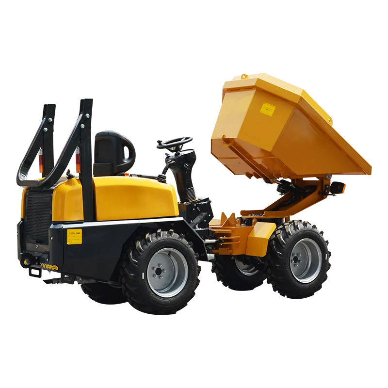 Dostosowany chiński mini dumper na kółkach o udźwigu 1,3 tony i 1,5 tony, samozagrużający się dumper, ładowarka, dumper na sprzedaż