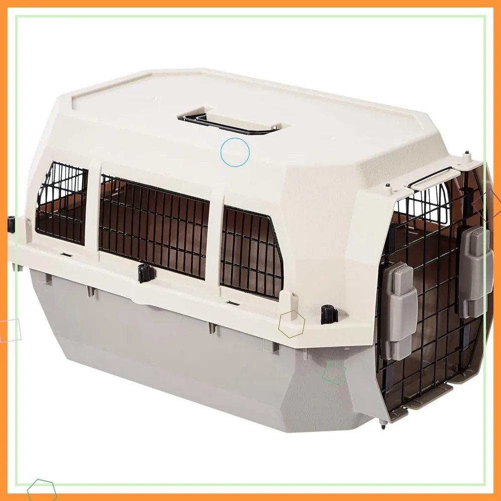

Hard-Sided Pet Carrier with Metal Ventilation, Single Door for Travel, Beige, 23.6x15.7x13 Inches
