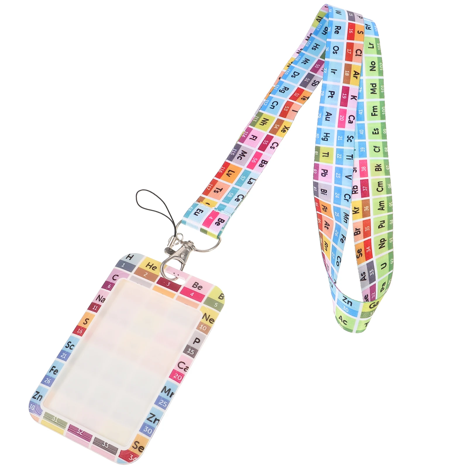 

Multifunction Badge Lanyard Chemical Element Pattern Sleeve Portable Student Id Holder Protective Credit Card Cover Anti-Scratch