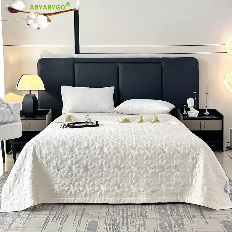 

White Soft Silky Cool Feeling Modal Eucalyptus Fiber Quilted Bedspread Bed Cover Mattress Topper Coverlet Bed Sheet Summer Mat