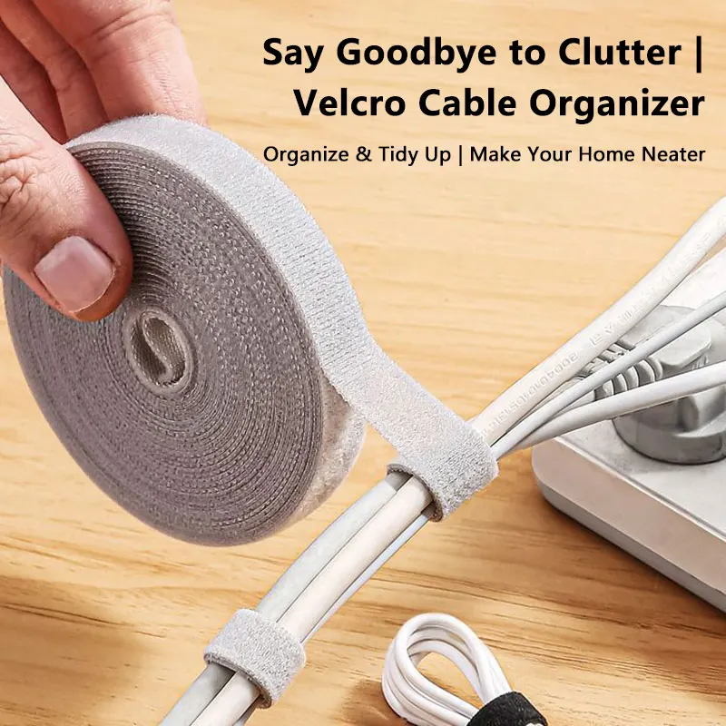 1PC 10mm 5m Data Cable Management Cable Tie Reusable Removable Multi-purpose Wire Organizer Data Cable Storage Tape Plant Fixati