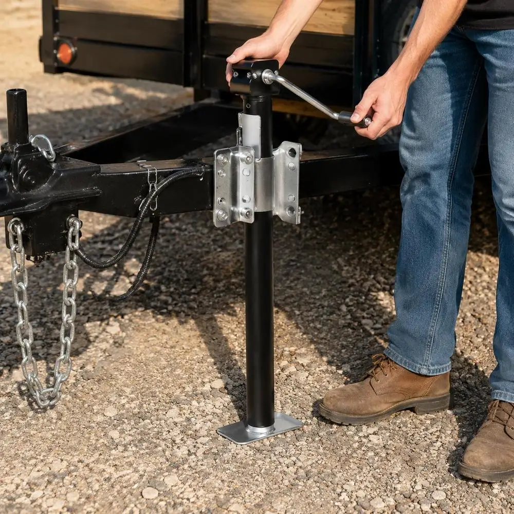 Cric pour remorque, capacité de levage dynamique de 2267 kg, support pour remorque, remorque de camping-car, support pivotant, support de levage de 365 mm avec poignée pour remorques de caravanes, remorques pour chevaux, remorques utilitaires et remorques pour yachts.