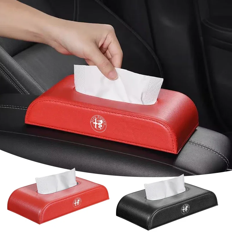 

Car Leather Tissue Storage Bag Armrest Box Sun Visor Home Tissue Pack For Alfa Romeo Giulia Giulietta Stelvio Mito Tonale 147