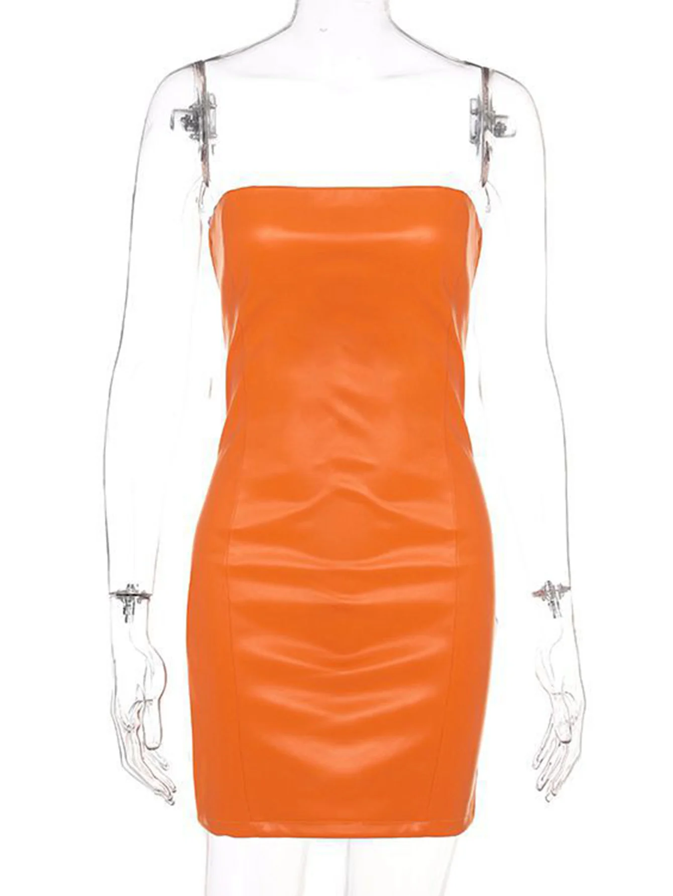 Sexy backless bruin PU lederen zomerjurk vrouwen bodycon korte avondjurken vrouw mini club verjaardag jurk vestidos HL
