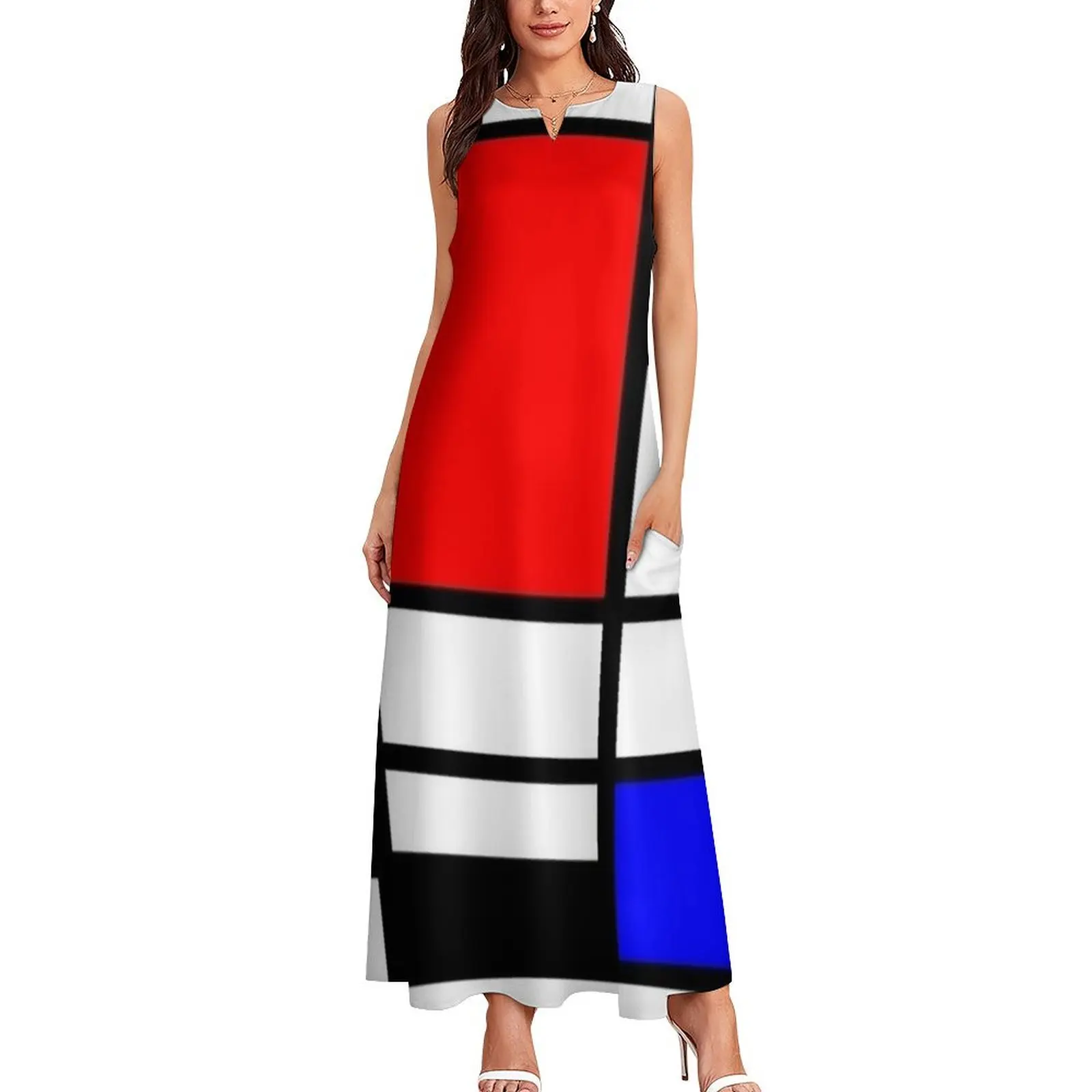 Mondrian Minimalist Pattern Long Dress summer dress korean women prom dress 2025 evening women Long woman