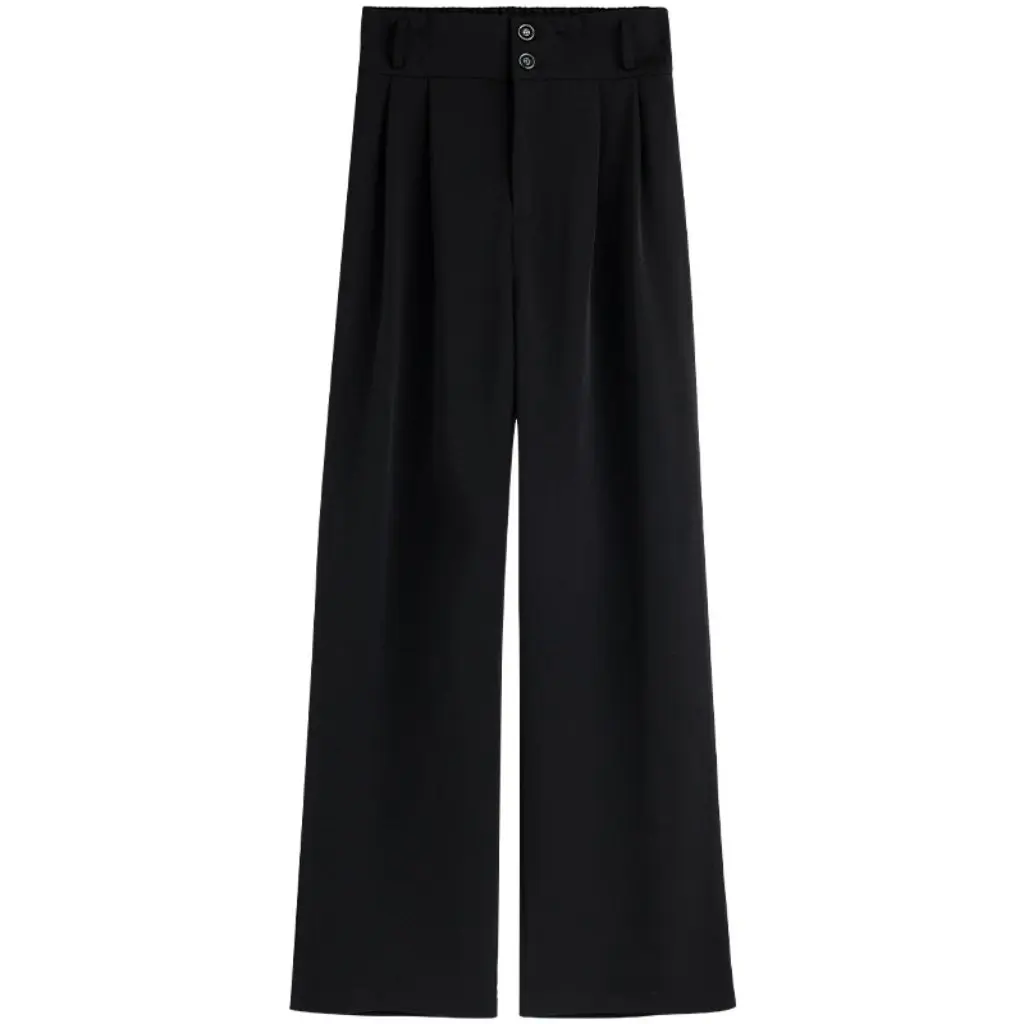 Women's High-Waisted Straight-Leg Suit Pants Slimming Draping Loose Fit Casual Trousers for Spring Autumn Petite Size