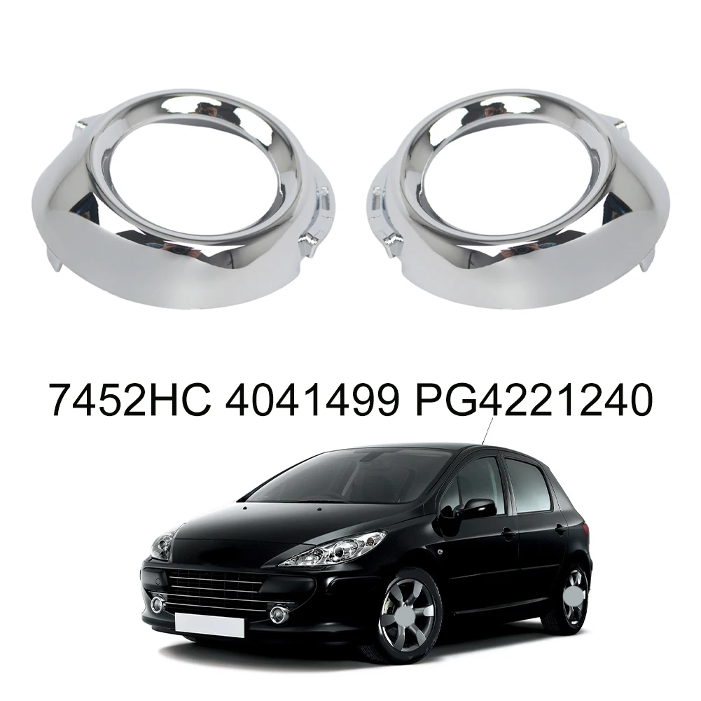 

Car Front Bumper Fog Light Shell Chrome Fog Lamp Cover L&R 7452Hc For 307 2006-2008 Fog Lights Accessories