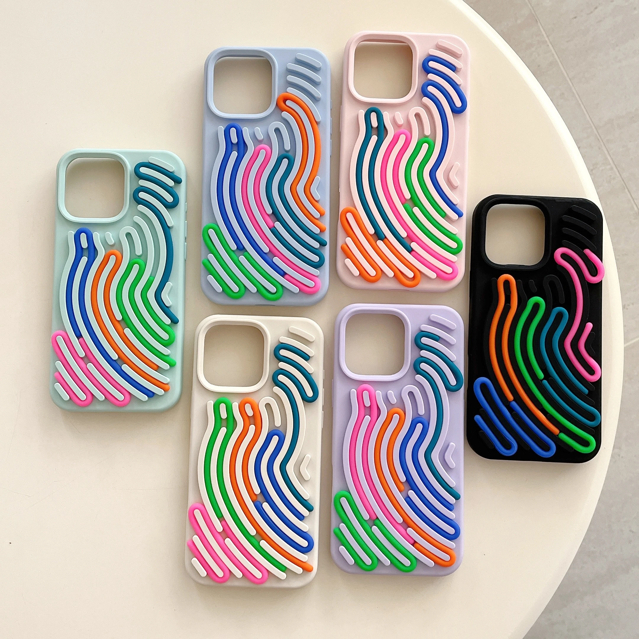 

Rainbow Puzzle Decompression Customized Silicone Phone Cases For iphone 13/14/15/16 Pro Max Shockproof Rubble Cellphone Cover