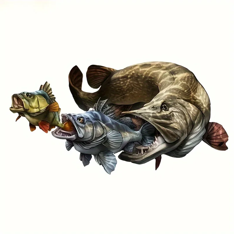 

Наклейка из винила «Большая рыба съедает маленькую» (1 шт.) для автомобилей, холодильников, рыболовных снастей, ноутбуков, мотоциклов