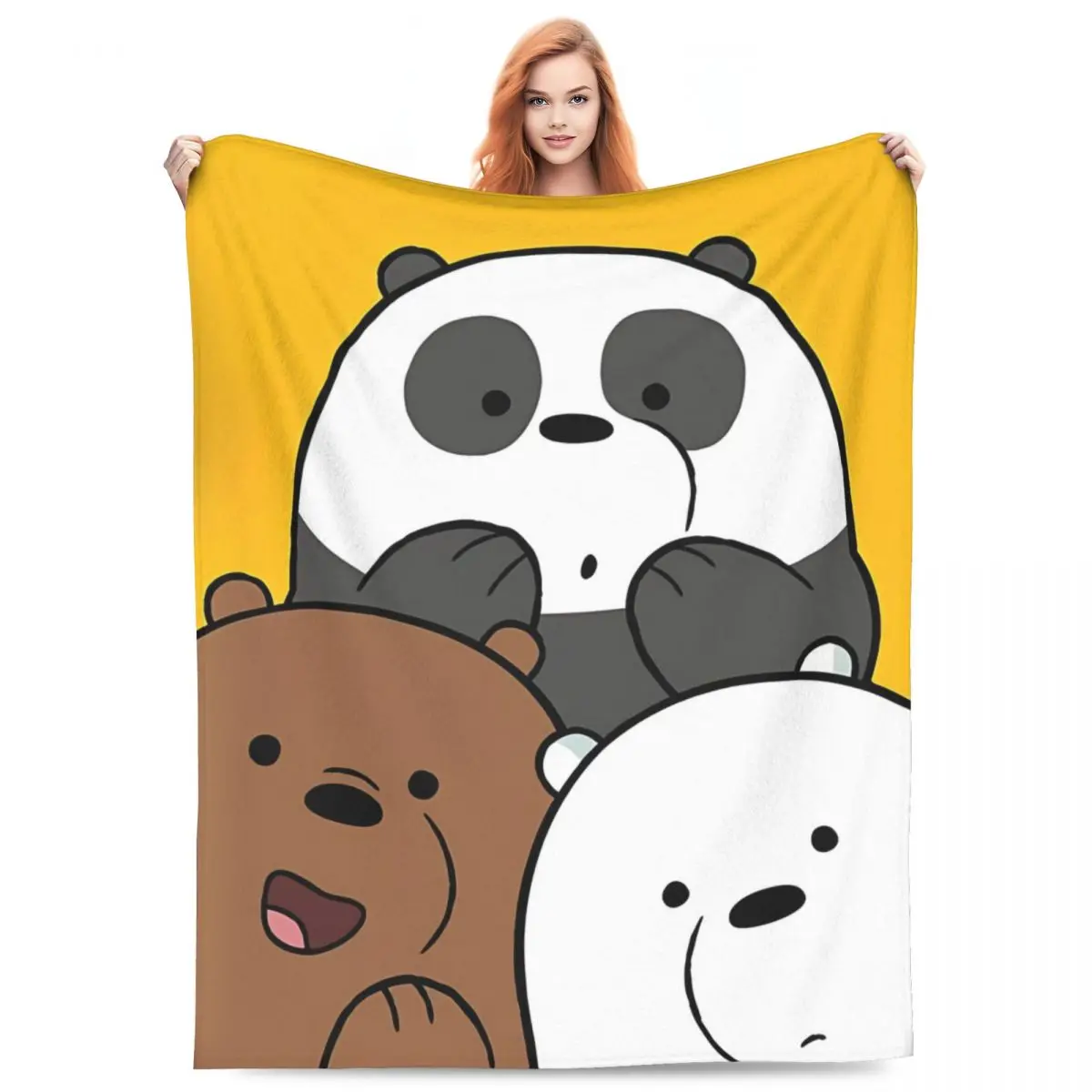 We Bare Bears Flannel Blankets Soft Durable Throw Blanket for Couch Chair Travel Office Novelty Bedspread Sofa Bed Cover