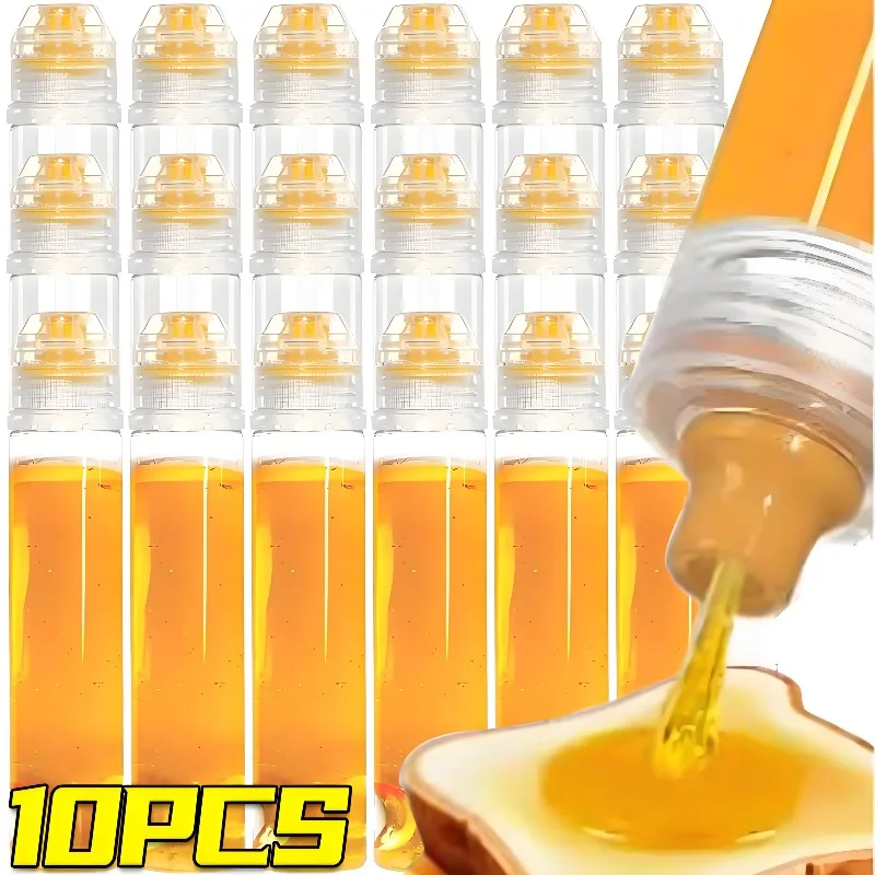 Botellas transparentes para exprimir miel, aderezo para ensalada, dispensadores de miel sin goteo, contenedores portátiles de almacenamiento de condimentos rellenables para cocina, 90ml