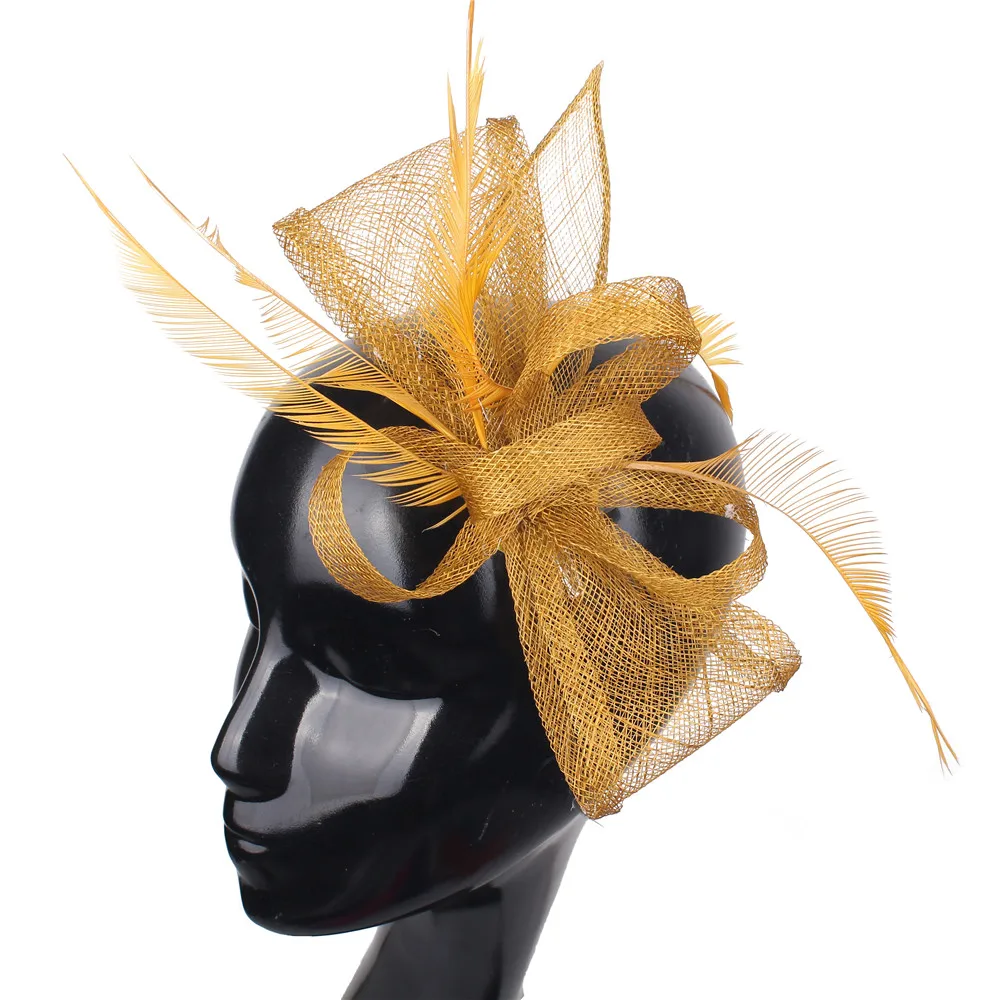 

Элегантная невеста, высокое качество, свадебная шляпа Sinamay для женщин, головной убор с перьями, заколка для волос, женские головные уборы, аксессуары для волос