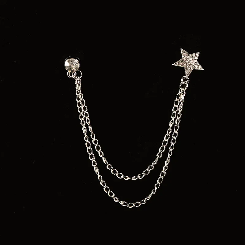 بروش الطيور مع نجمة كريستال شرابة سلسلة التلبيب دبوس للجنسين دعوى قميص اكسسوارات دبابيس الملابس الأنيقة للنساء الرجال الهدايا #3