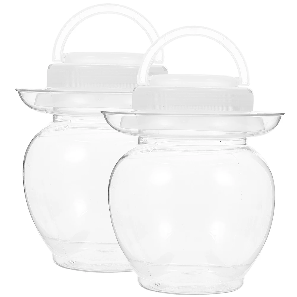 

2Pcs 1L Plastic Kimchi Jars Transparent Sealed Containers for Pickles Multi function Food Storage Household Bottles