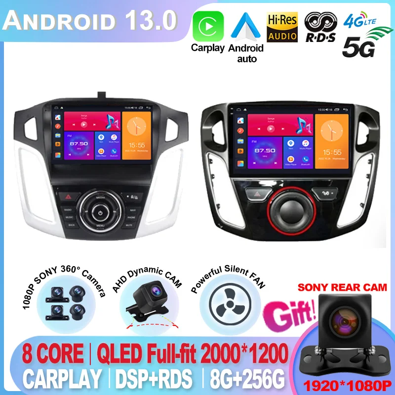 

For Ford Focus 3 2011 2012 - 2019 Android 13 Carplay Car Radio Multimedia Video Player Auto Stereo Navigation 2 din DVD Display