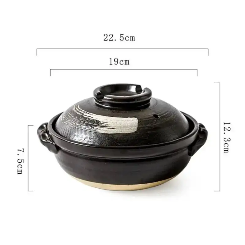 0.9L Ceramic Clay Pot Cooking Casserole Japanese Stew Soup Pot With Lid Earthenware Hot  Stockpot Dish Pan Cookware Stock