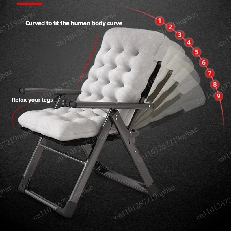 Foldable Recliner Chair Adjustable Backrest Breathable Sturdy Portable Lounge Seat for Balcony Garden Office Napping