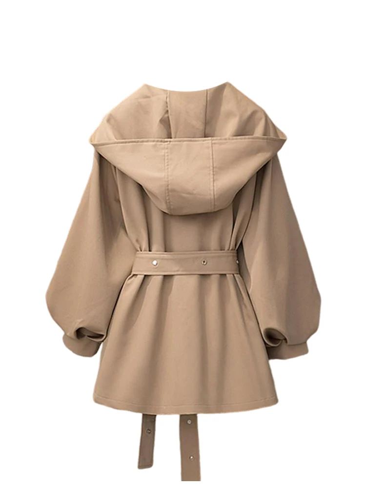 

Coats For Elegant Women Leather Trench Coat Cycling Practical Look European-American Thermal Protective Girl Portable Rainwear