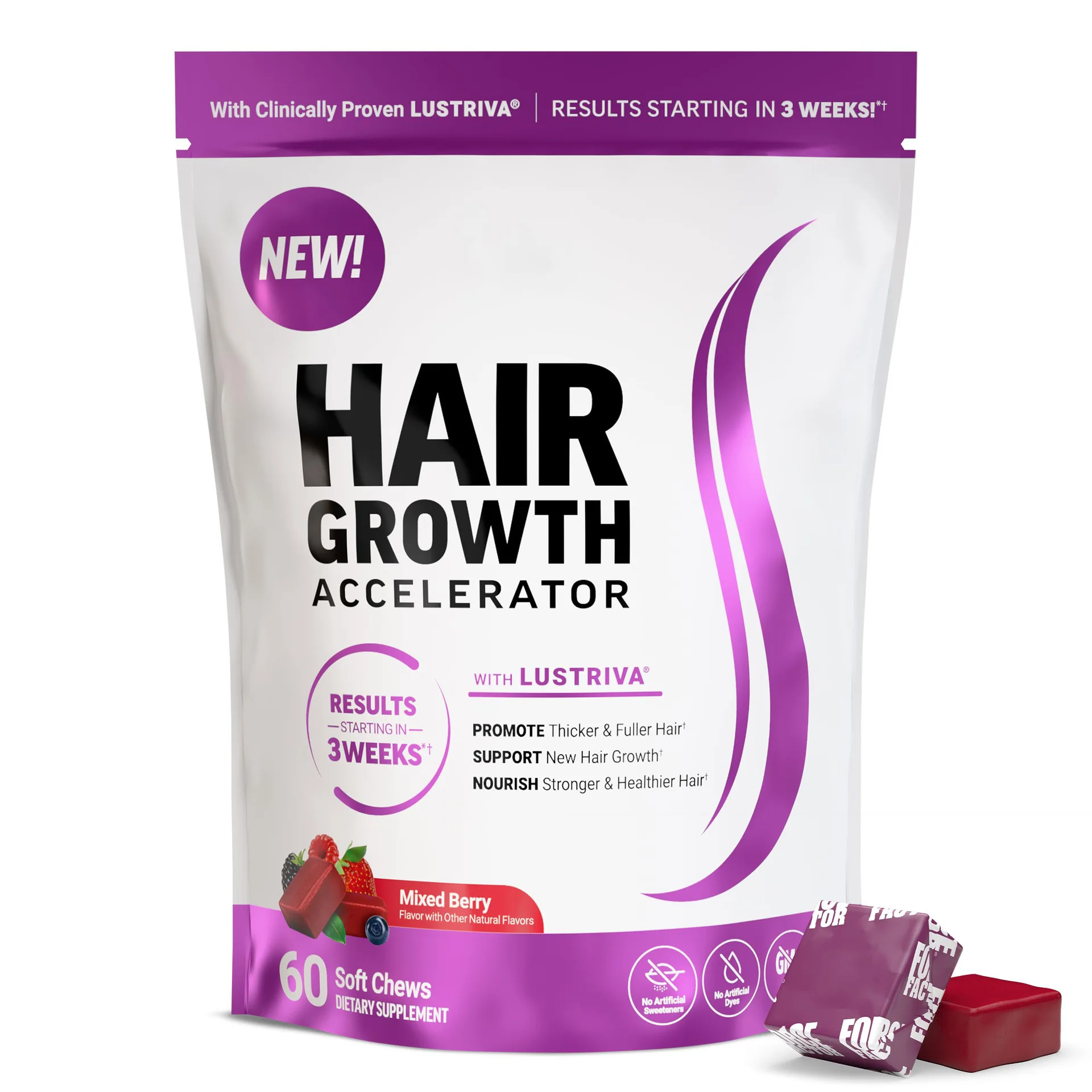 

1 bottle hair growth gummies supplement nutrition regulate metabolism relieve anxiety repair hair barriers promote hair health
