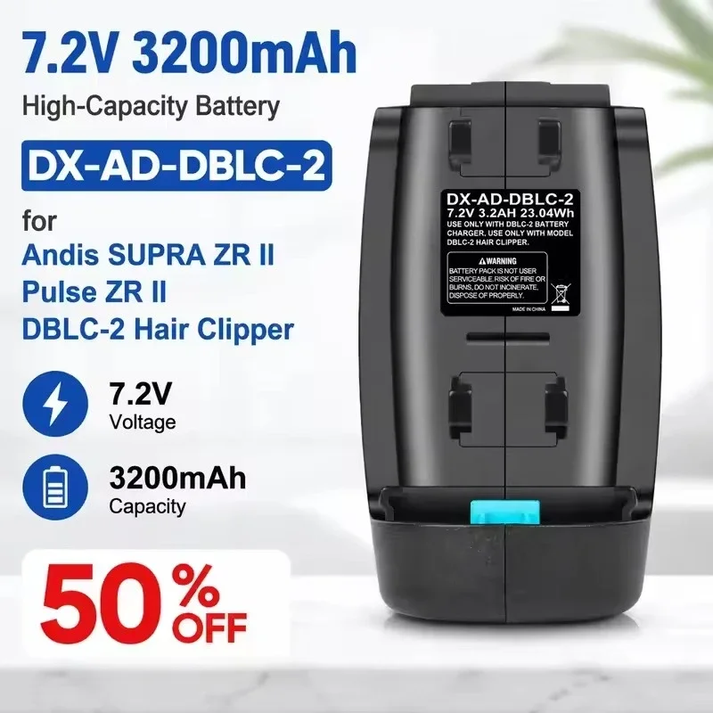 DX-AD-DBLC-2 7.2V 3200mAh 23.04Wh Li-ion Replacement Battery for Andis SUPRA ZR II Pulse ZR II DBLC-2 Hair Clipper