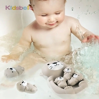 Otter Bath Toy Set Stackable Floating Boat Toy Infant Bathtub Soft Squeeze Interactive Water Play Beach Swimming Pool Silicone