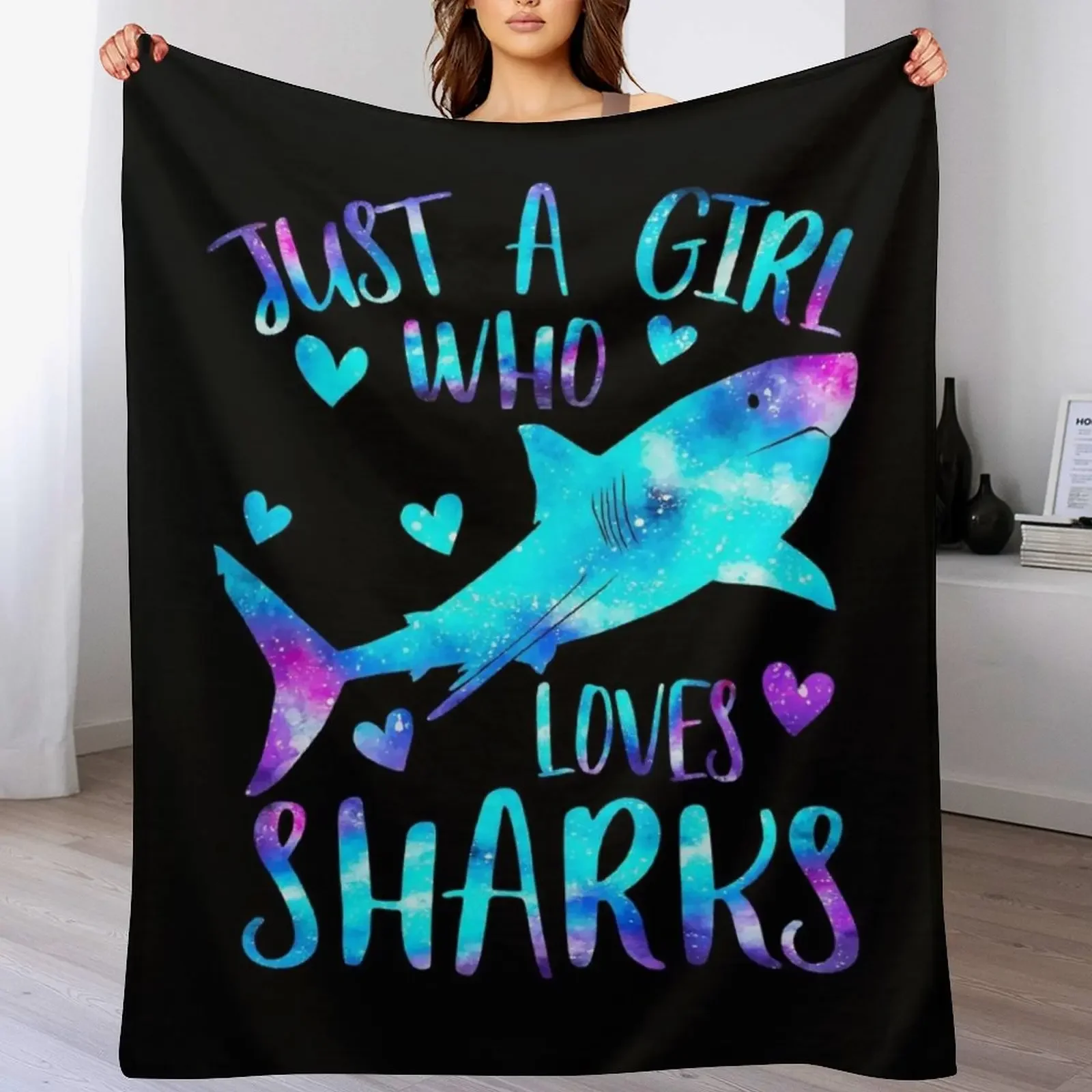 

Just a Girl who loves sharks Throw Blanket Durable Warm Blanket for Daily Home Use