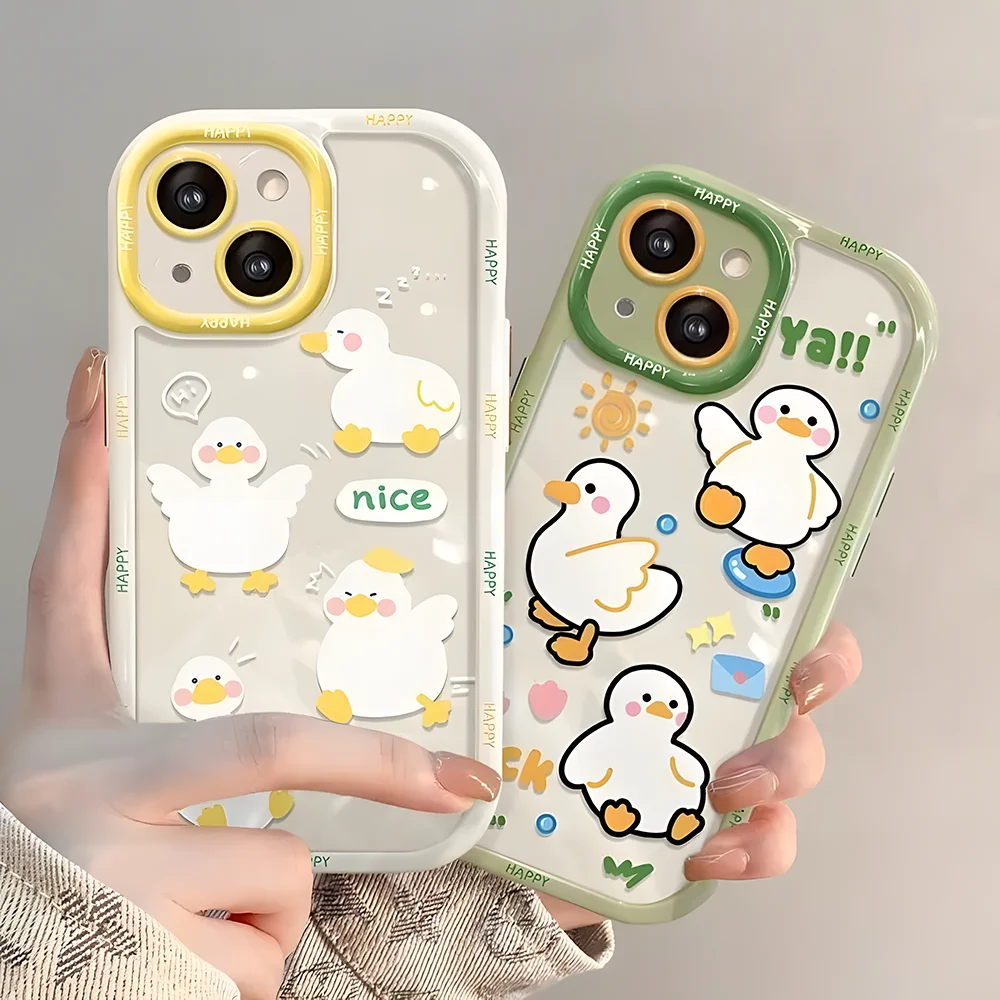 Cartoon Ente Weiche Telefon Fall Für iPhone 11 Fall iPhone 17 15 14 13 12 16 Pro max 7 8 Plus XS XR X SE 2022 Silikon Zurück Abdeckung