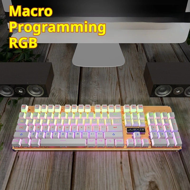 Dk500 Wired Gaming E-Sports Mechanical Keyboard Metal Panel Customized Color Backlight Multi Scene Use Gaming Offices