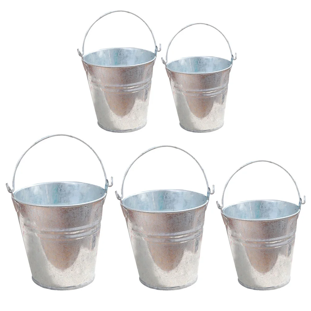 

5 Pcs Decorations Tin Bucket Baby Tray Commode Galvanized Iron Decorative Flower