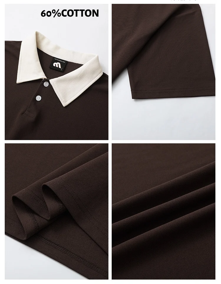 Men's Solid-Color Lapel Short-Sleeve T-Shirt  Simple Casual Versatile Soft  Loose-Fitting Short-Sleeve Top