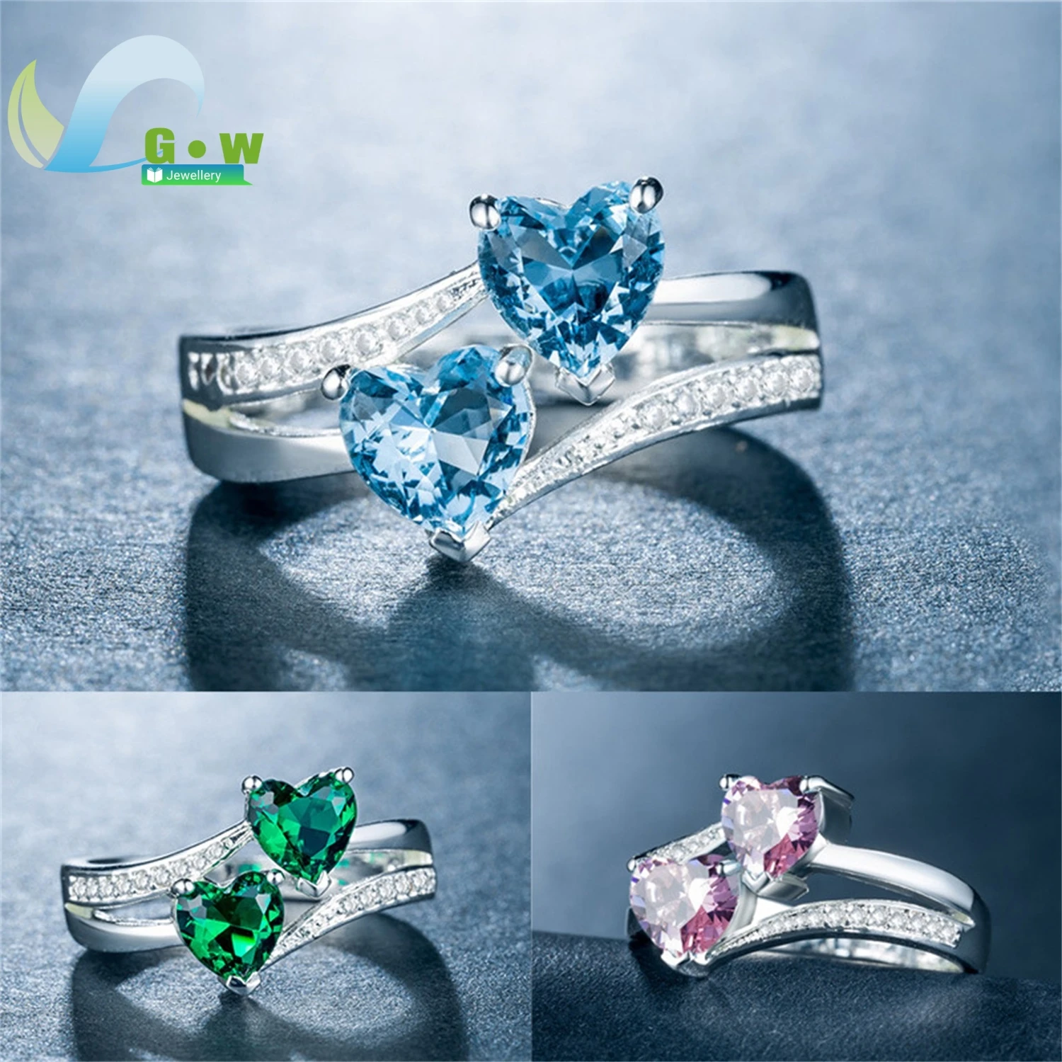 

Кольцо с блестящими кристаллами Twin Heart Eternal Love для женщин, позолоченное предложение, обручальное кольцо, подарок на годовщину, изысканные модные украшения