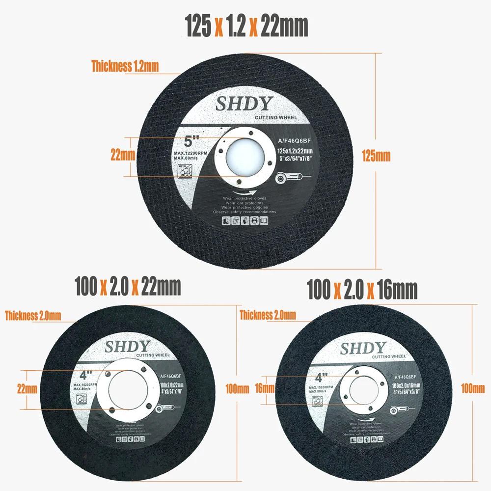 미니 커팅 디스크 원형 수지 그라인딩 휠 샌딩 디스크 100/125mm, 앵글 그라인더 스틸 커팅용, 10 개