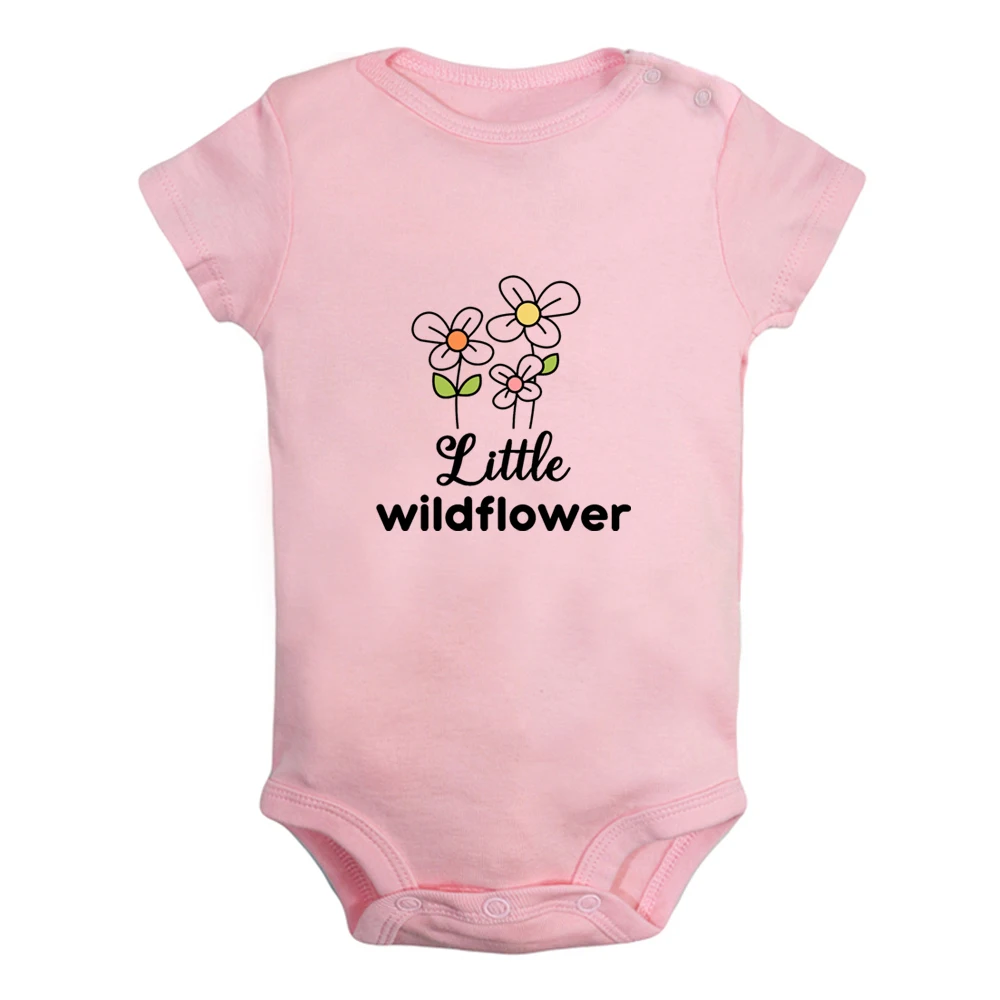 

iDzn New Little Wildflowe Fun Graphic Baby Bodysuit Cute Boys Girls Rompers Infant Short Sleeves Jumpsuit Newborn Soft Clothes