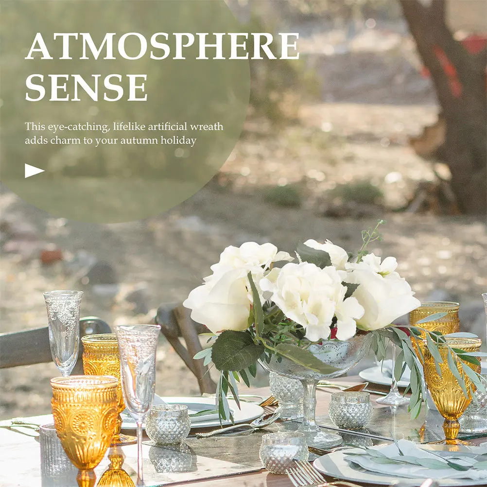 

3Pcs Fake Wreath Ring Realistic Looking Floral Arrangement Tabletop Wreath Wedding Party Home Decoration Supplies