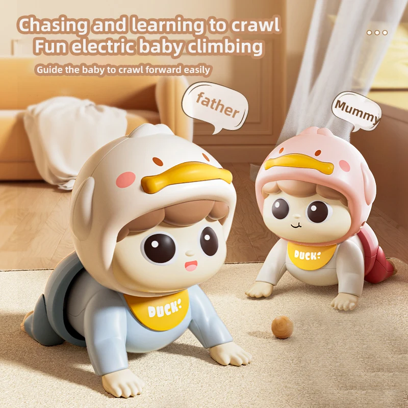 Musical Crawling Baby Doll - Interactive Learning Toy Promotes Crawling &amp; Head Up Training, Fun Vocal Play