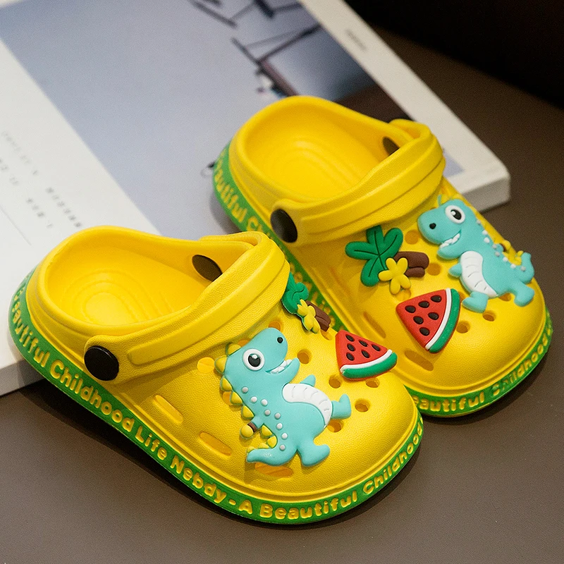 Children\'s cave shoes cartoon dinosaur pattern sandals baby walking shoes anti slip quick drying shoes water shoes garden shoes