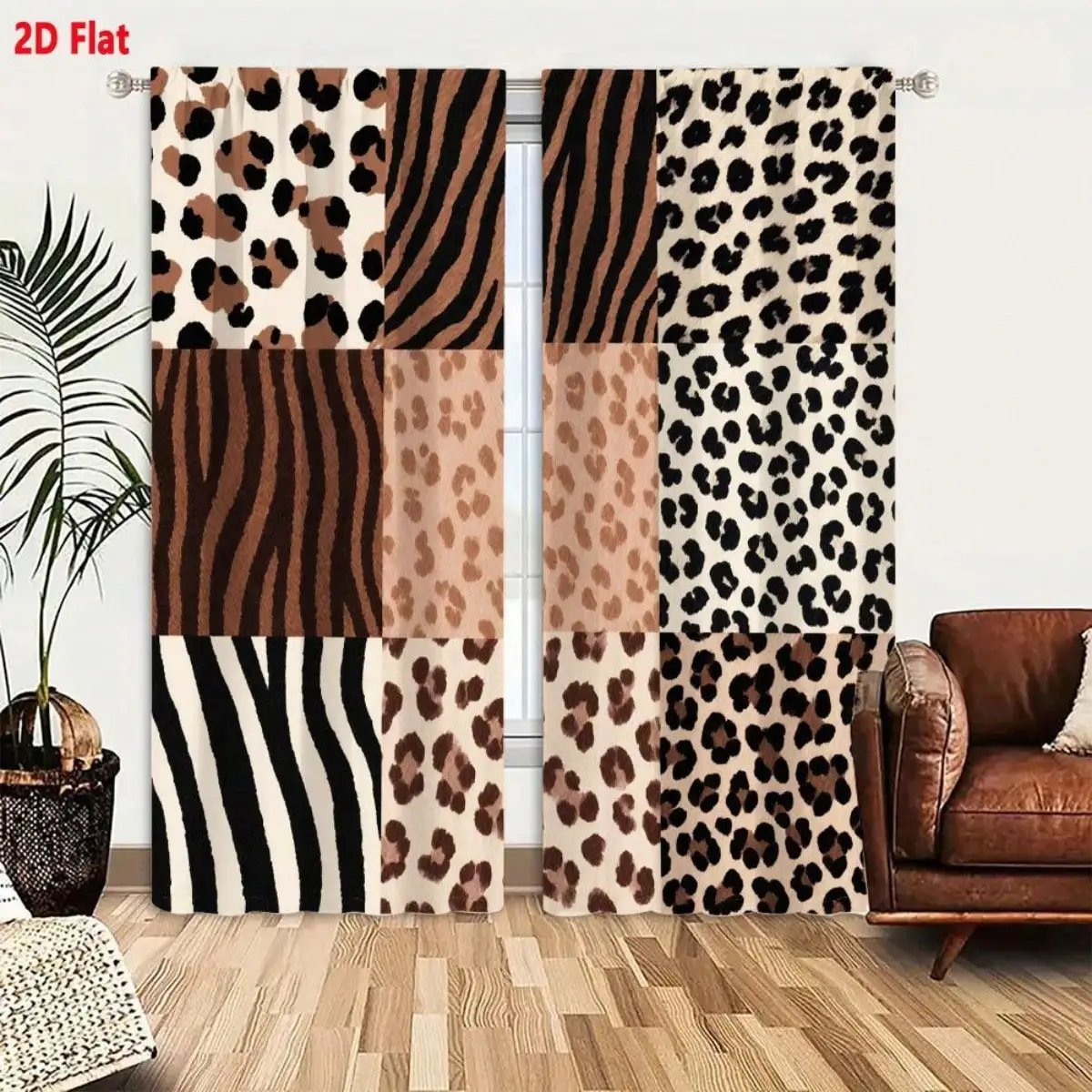 2D Flat 3x3 Grid Animal Print Patterns - Light Brown & Black Leopard, Brown & Black Zebra, Dark Brown & Black Spotted Leopard