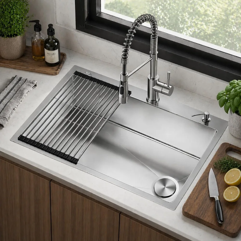 33x22x10 Drop In Kitchen Sink Topmount 16 Gauge Stainless Steel Fregadero de Cocina