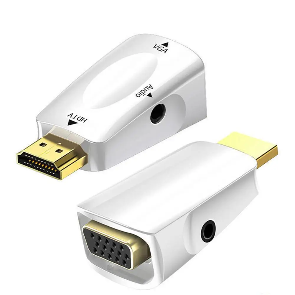 HDMI-compatible To VGA Cable Converter Male To Famale Converter Adapter 3.5 Mm Jack Audio HD 1080P For PC Laptop Tablet