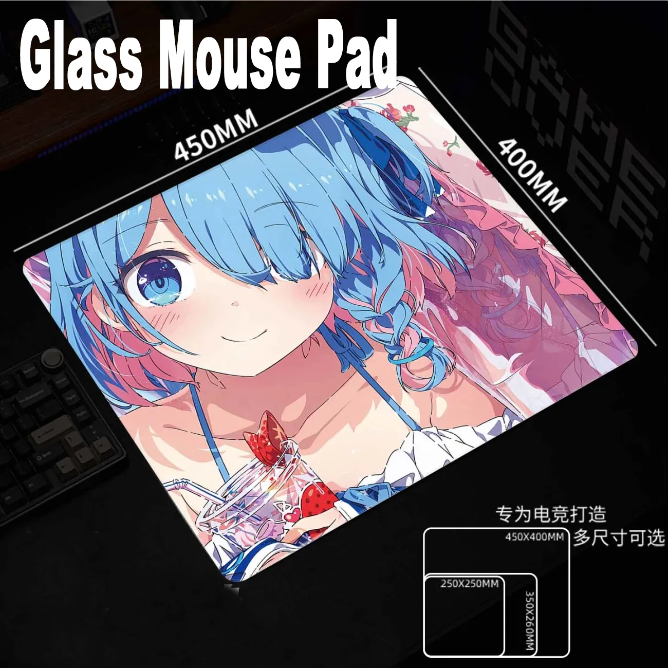 Ins Girl Glazen Muismat XS Glad Mat Oppervlak Secundaire Yuan Anime Desktop Mat Gehard Upgrade FPS Kantooraccessoires Pad