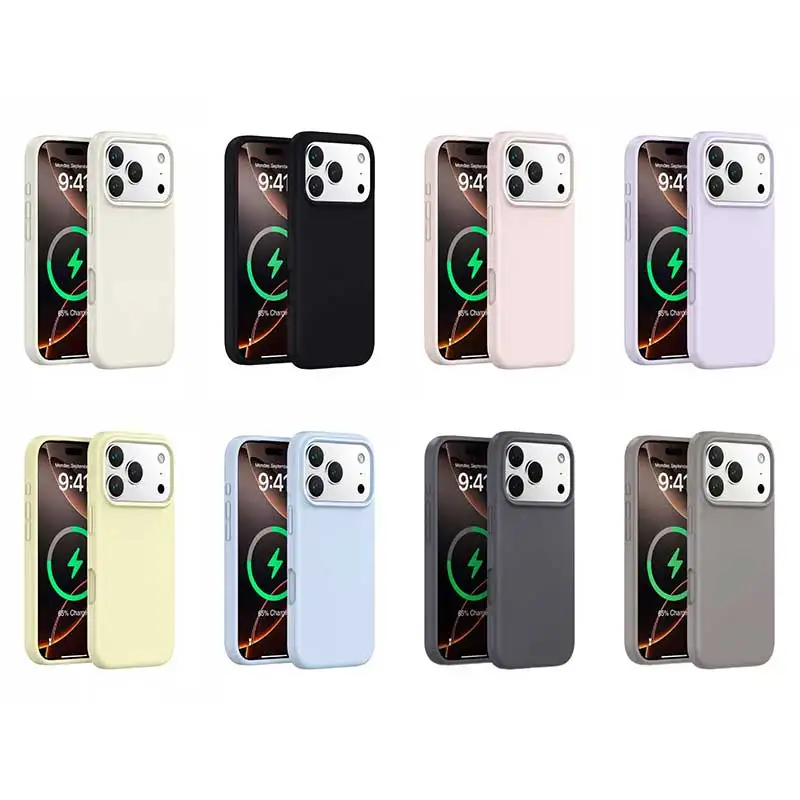 

Жидкий силиконовый магнитный чехол для телефона MagSafe для IPhone 17 16 Pro Max 17, однотонная воздушная защита кожи, мягкая задняя крышка