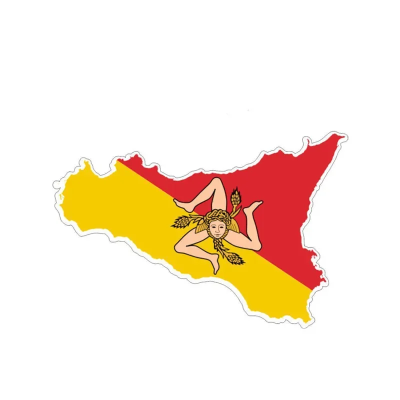 15CM*9CM Reflective Sicilia Flag Map Car Sticker Body Motorcycle Car Decal Accessories