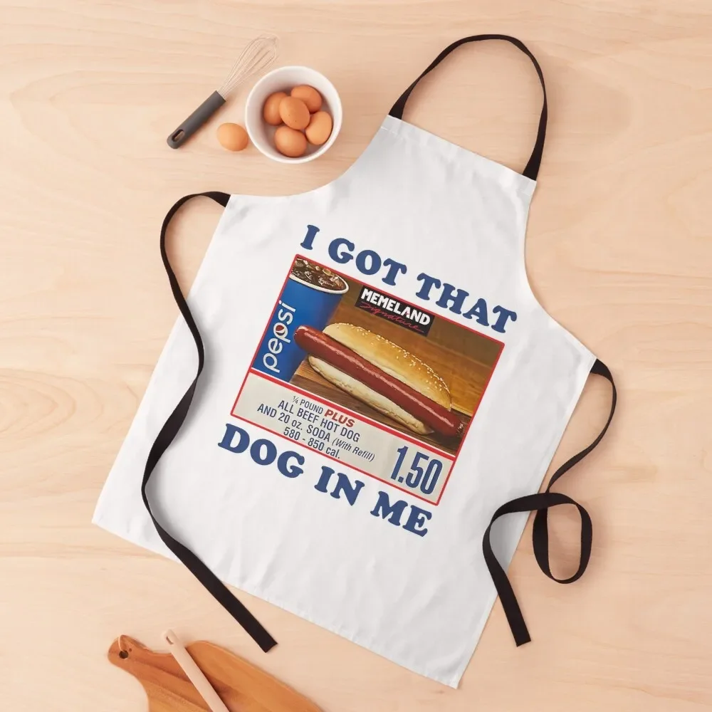 I Got That Hot Dog in Me Him Funny Meme Apron for women with pocket Funny Costume Waiter christmas Apron