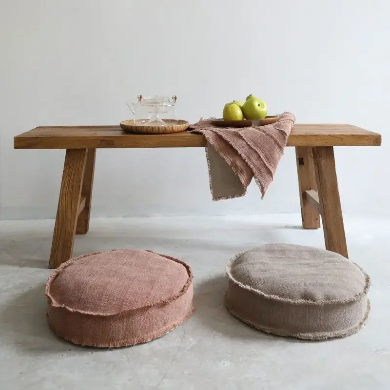 Fillable machine wash outdoor wild luxury wabi wind cotton and linen bay window seat cushion futon seat pier