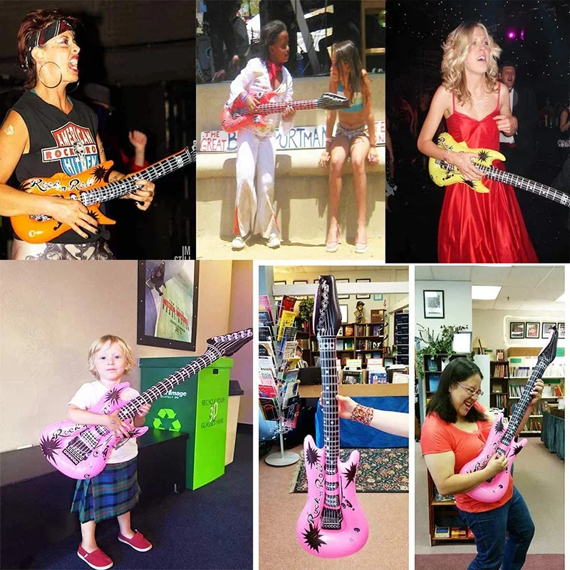 Simulation Inflatable Toy Guitar Summer Outdoor Pool Beach Inflatable Model PVC Water Party Stage Musical Instrument Decor