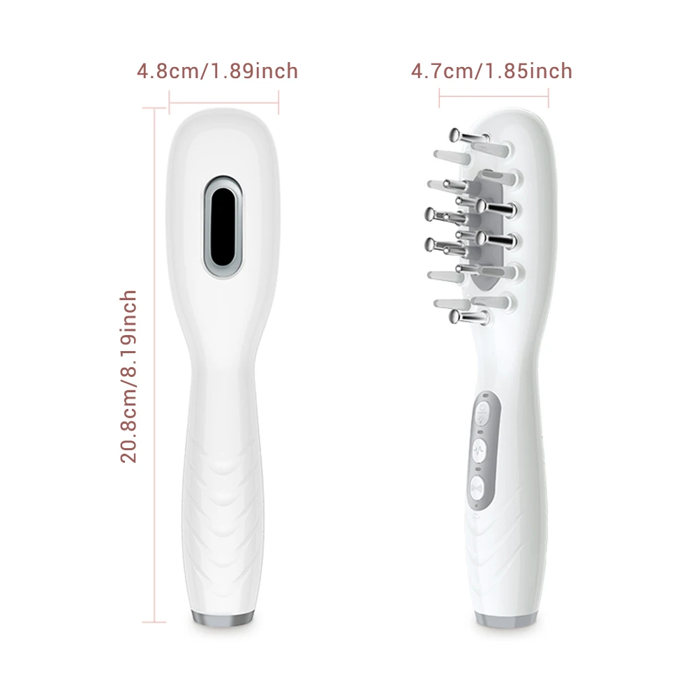 Elektrischer Haarwachstumskamm, Ölapplikator, rot, blau, LED, Vibrationskopf, Massagebürste, Kamm, EMS, stimuliert die Kopfhaut, Anti-Haarausfall – Detail 19