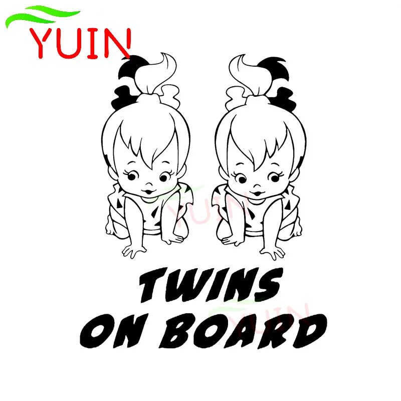 

YUIN Cars Styling BABY TWINS ON BOARD Car Sticker Fashion PVC Window Bumper Decoration Accessories Motorcycle Waterproof Decal